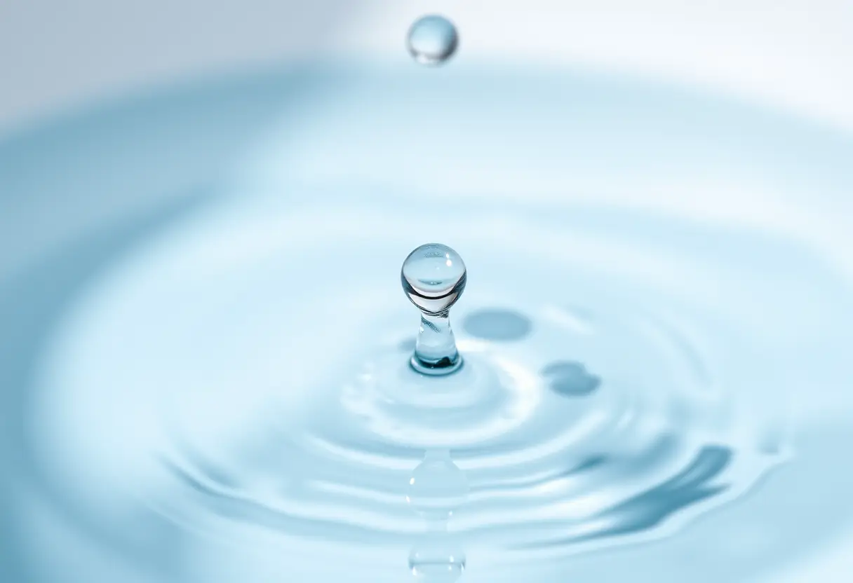 Goutte d'eau tombant dans un bol d'eau thermale