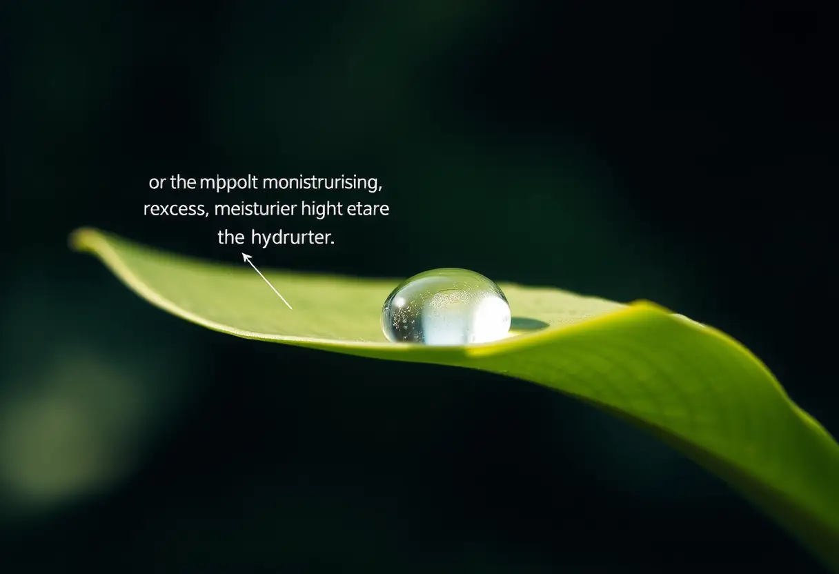 Water droplet on a leaf representing hydration
