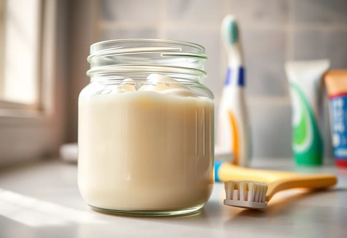 Pot de crème sur comptoir de salle de bains